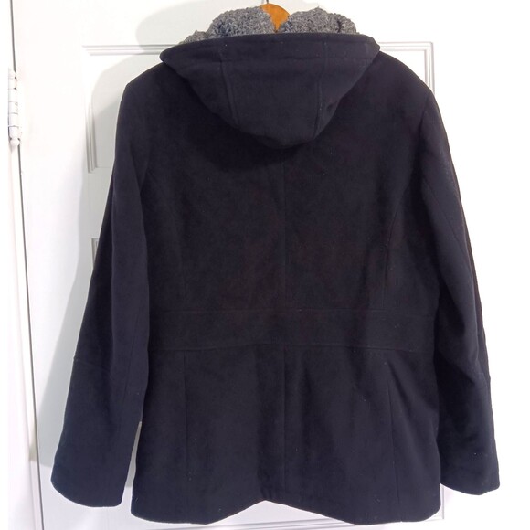 Vintage Barn Chore Coat Wn XL Black Wool Sherpa Lined Hood Winter Old Money 90s - Picture 4 of 10